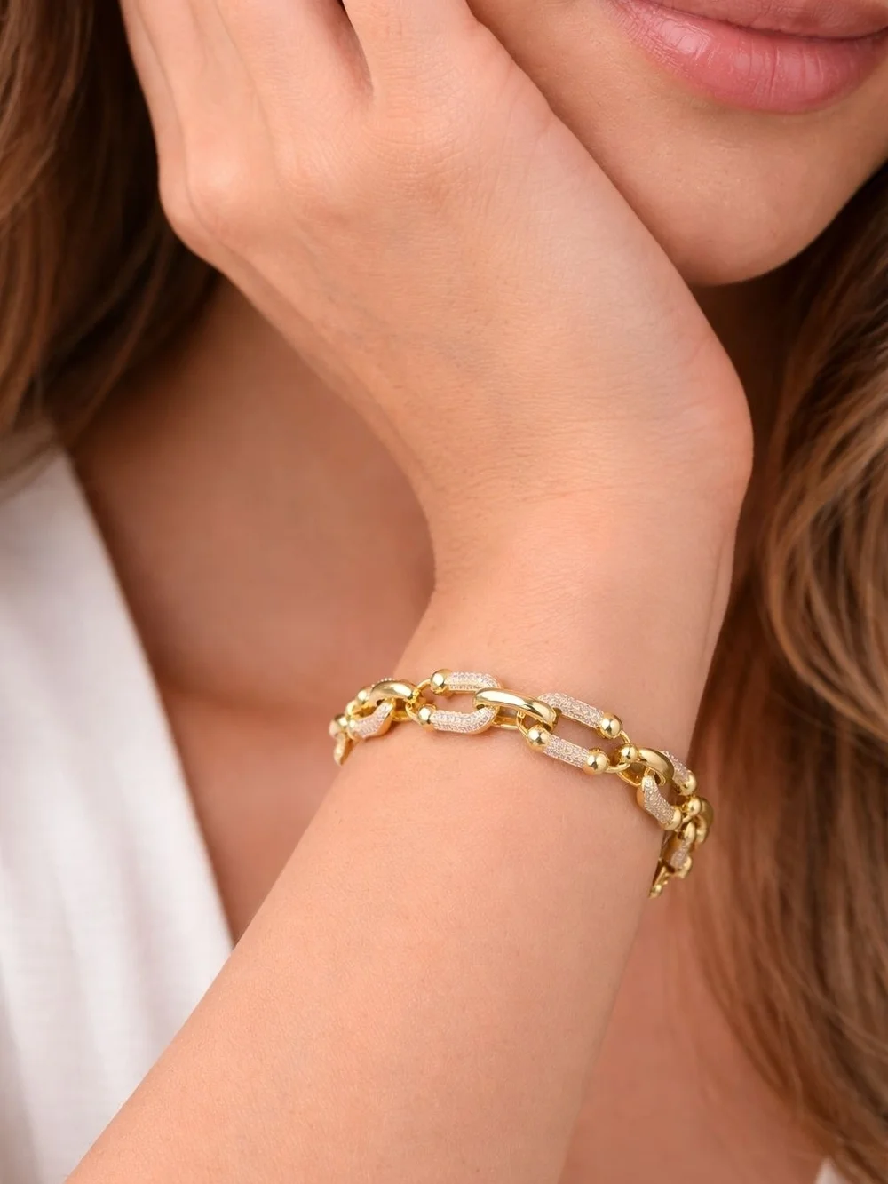 Textured Gold Link Bracelet